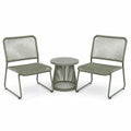 3-teiliges Set in Grün mit 2 Stühlen und rundem Tisch, Stühle 58 × 62 × 82 cm, Tisch 60 × 60 × 75 cm