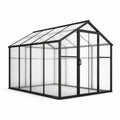 Gewächshaus aus Aluminium mit Polycarbonatplatten und Tür, 190 × 190 × 195 cm, Schwarz/Transparent