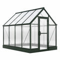 Aluminium-Polycarbonat-Gewächshaus mit Tür, 190 × 190 × 195 cm, Dunkelgrün/Transparent
