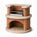 Gartengrill aus Schamottstein 120 x 80 x 130 cm Beige/Terrakotta/Silber mit Grillrost
