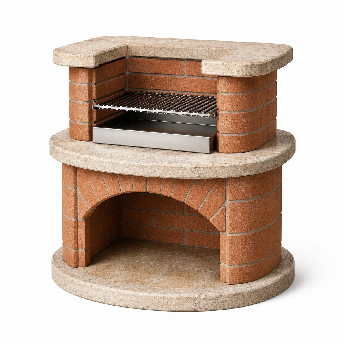 Gartengrill aus Schamottstein 120 x 80 x 130 cm Beige/Terrakotta/Silber mit Grillrost