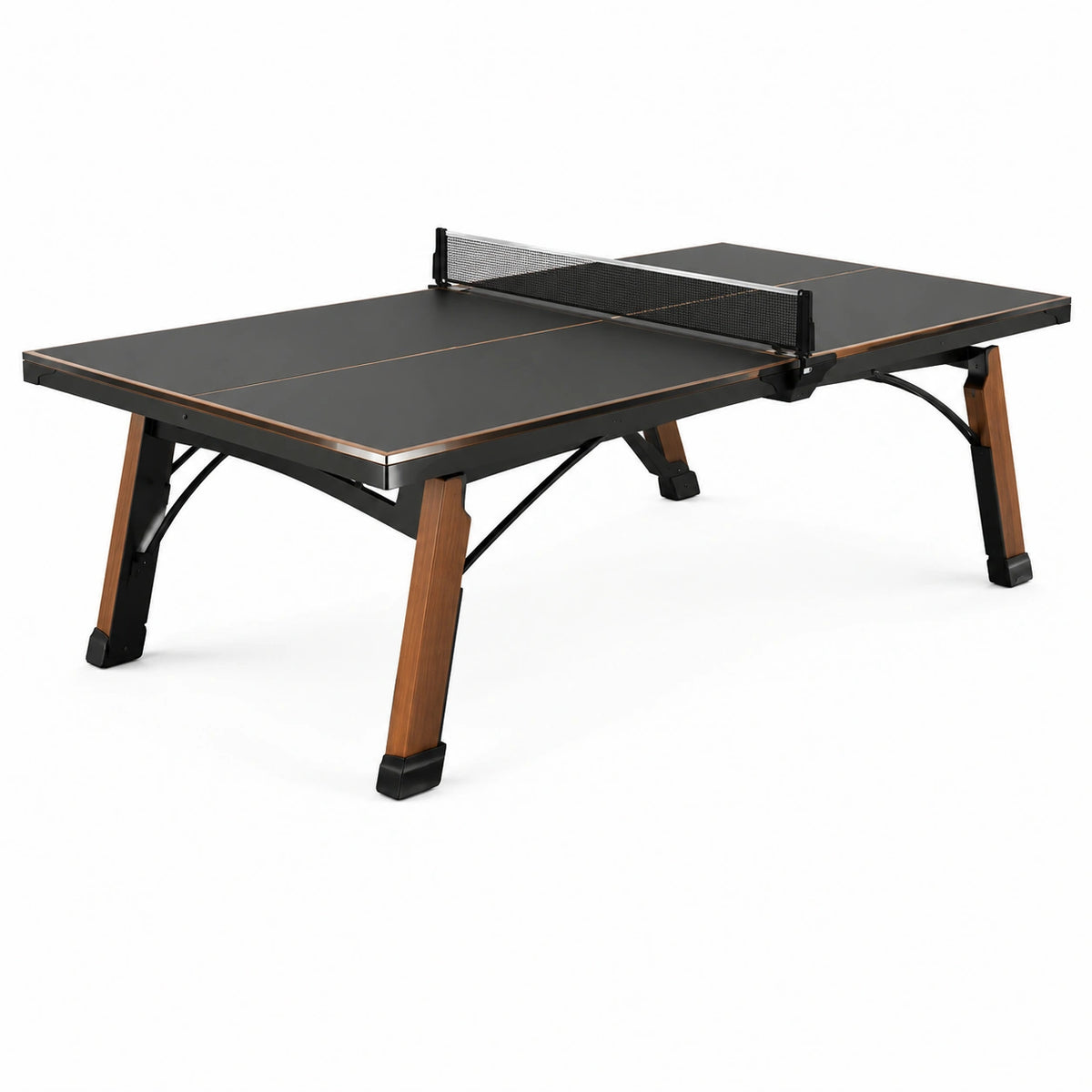 Tischtennisplatte mit Netz, 274 × 152,5 × 76 cm, Schwarz/Braun