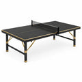 Tischtennistisch für Innenräume, 274 × 152,5 × 76 cm, Schwarz/Gold, mit Netz und Metallgestell