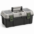 Kunststoff-Werkzeugkasten mit Organizer und Tragegriff, 56 × 30 × 28 cm, Grau/Schwarz/Grün